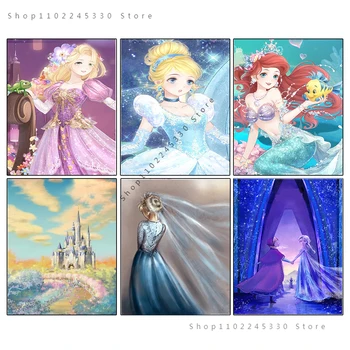 Disney Peri Masalı Kale Prenses Tam Elmas Boyama 5D DIY Mozaik Taklidi Nakış Hediye Çapraz Dikiş Ev Dekorasyon