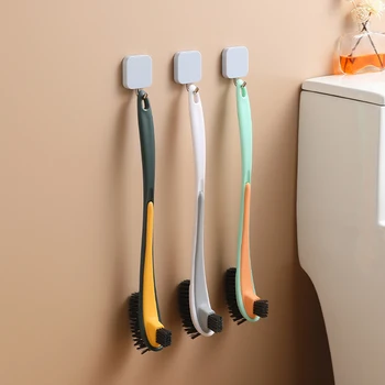 Çift taraflı Uzun Saplı Tuvalet Fırçası Ev Hiçbir Ölü Köşe Yumuşak Kürk Temizleme Fırçası Banyo Temizlik Malzemeleri Çok kullanımlı