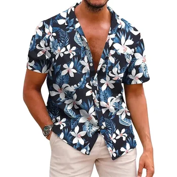 Erkek havai gömleği Yaz Tatili Casual Bluz 3d Hindistan Cevizi Baskı Gömlek Erkekler İçin Büyük Boy Kısa Kollu Üstleri Tee Gömlek Erkekler 5xl