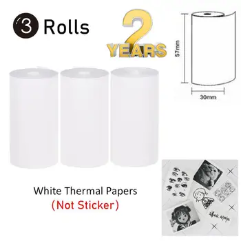 Termal Kağıt Yapışkan Olmayan Kağıt Mini Termal Cep Yazıcı Siyah Beyaz Yapışkan Kağıt 3 Rulo Peropage Poooli